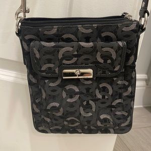Coach crossbody purse. Black and silver.